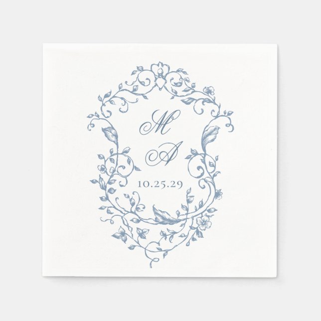 Serviette En Papier Elégant Aquarelle Fleurs sauvages Mariage (Devant)