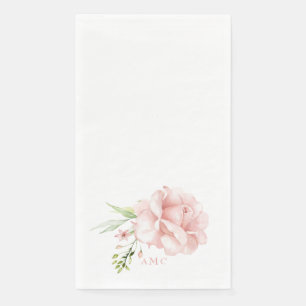 Serviette En Papier Elégant aquarelle Monogramme rose Floral