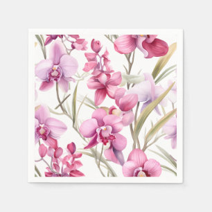Serviette En Papier Elégant Aquarelle Orchidées