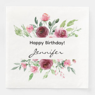 Serviette En Papier Elégant aquarelle Rose floral papier Napkin