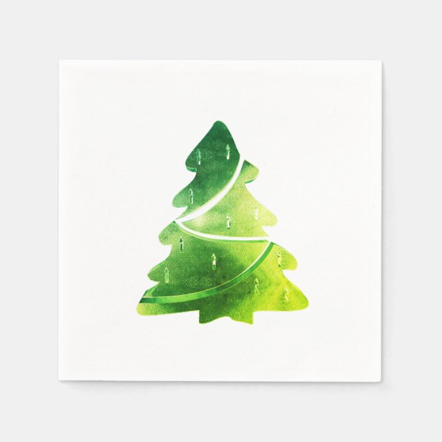 Serviette En Papier Élégant arbre de Noël vert vif (Devant)