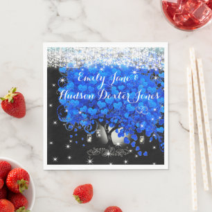 Serviette En Papier Élégant arbre Royal Blue Heart Leaf