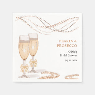 Serviette En Papier Élégant Arc en Or Perles et Prosecco Enterrement d