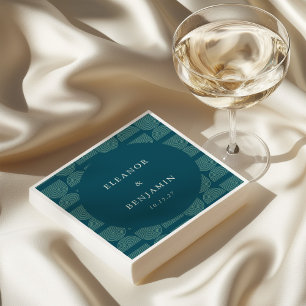 Serviette En Papier Elégant Arc Retro Chic Turquoise Bleu Personnalisé