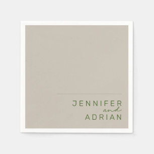 Serviette En Papier Élégant Argent clair minimaliste Mariage moderne s
