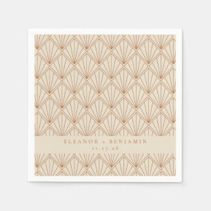 Serviette En Papier Elégant Art Déco Burnt Orange Personnalisé Mariage