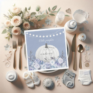 Serviette En Papier Elégant Baby shower Citrouille Dusty Blue