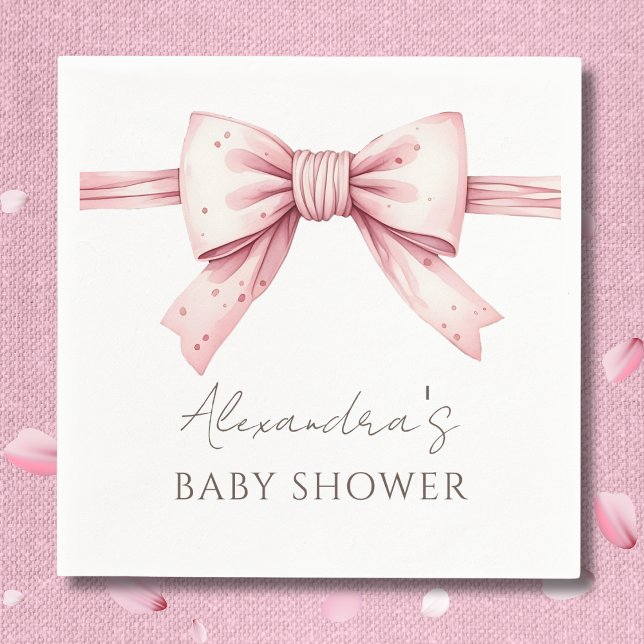 Serviette En Papier Elégant Baby shower Coquette Rose Bow (Créateur téléchargé)