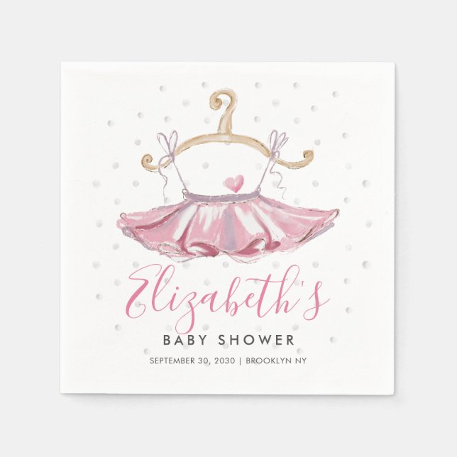 Serviette En Papier Elégant Baby shower couleur rose Tutu Ballerina (Devant)