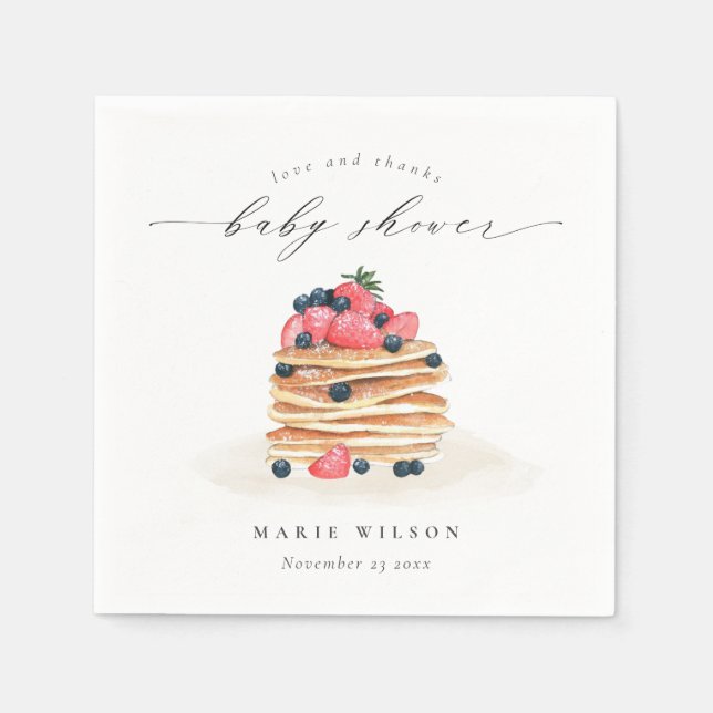 Serviette En Papier Elégant Baby shower d'aquarelle de Pancake Fruit C (Devant)