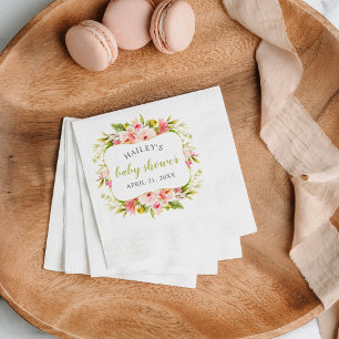 Serviette En Papier Elégant Baby shower d'aquarelle vert printemps
