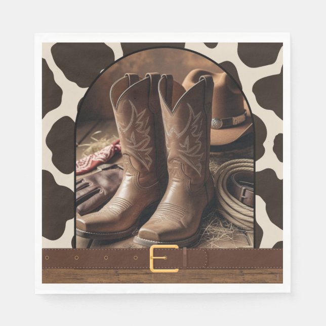 Serviette En Papier Élégant Baby shower de bottes de cowgirl (Devant)