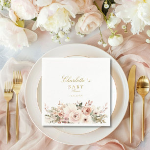 Serviette En Papier Elégant Baby shower de bouquet de fleurs pastel
