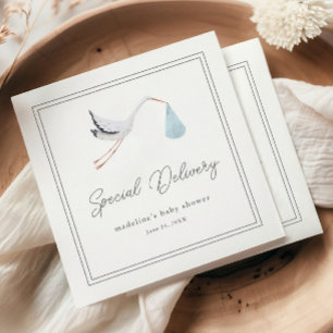 Serviette En Papier Élégant Baby shower de cigogne