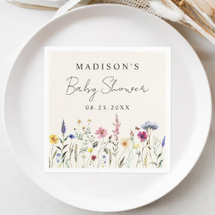 Serviette En Papier Elégant Baby shower de crème pâté Fleur sauvage
