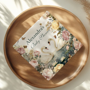 Serviette En Papier Elégant Baby shower de cygnes aquarelles