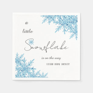Serviette En Papier Elégant Baby shower de Flamme de neige bleu hiver