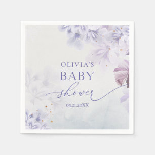 Serviette En Papier Élégant baby shower de fleurs violettes de printem