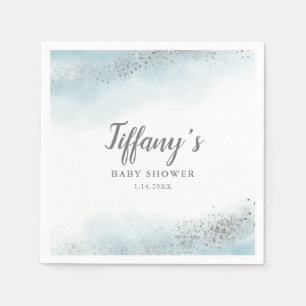 Serviette En Papier Elégant Baby shower de Parties scintillant bleu et