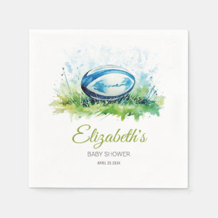 Serviette En Papier Elégant Baby shower de rugby aquarelle