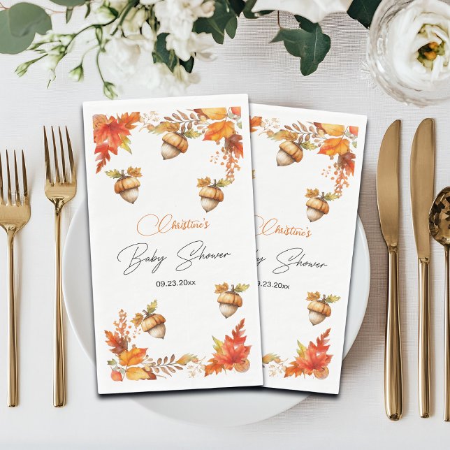 Serviette En Papier Elégant Baby shower floral de Boho Automne (Créateur téléchargé)