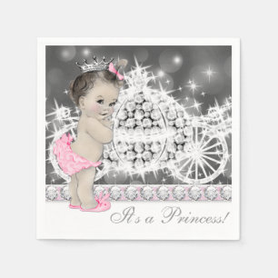 Serviette En Papier Élégant Baby shower princesse rose et gris