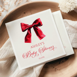 Serviette En Papier Elégant Baby shower rouge coquette Bow