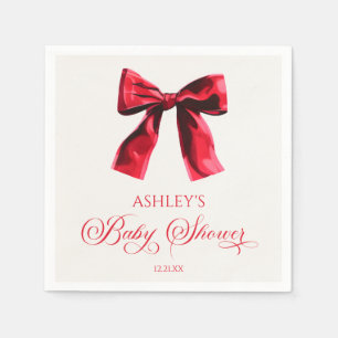 Serviette En Papier Elégant Baby shower rouge coquette Bow