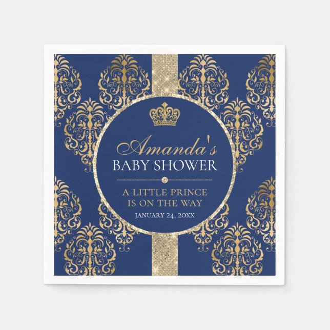 Serviette En Papier Élégant Baby shower Royal Prince (Devant)