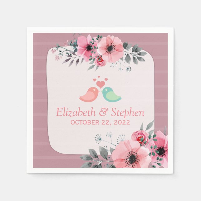 Serviette En Papier Elégant Beau Aquarelle Wedding shower Floral (Devant)