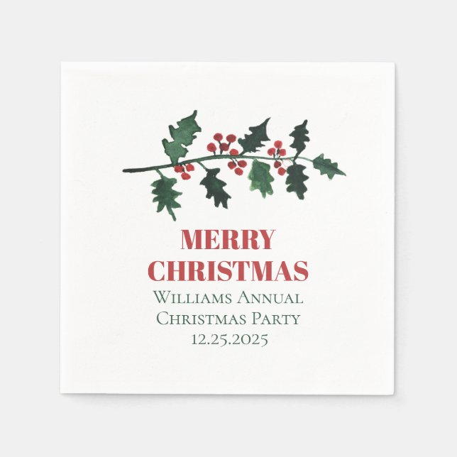 Serviette En Papier Elegant Berries Christmas Botanical Simple (Devant)