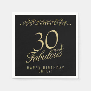 Serviette En Papier Elégant Black 30 et Fabuleux 30e anniversaire