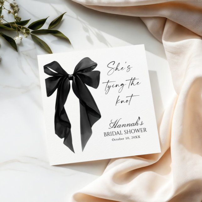 Serviette En Papier Elegant Black Bow Bridal Shower  (Créateur téléchargé)