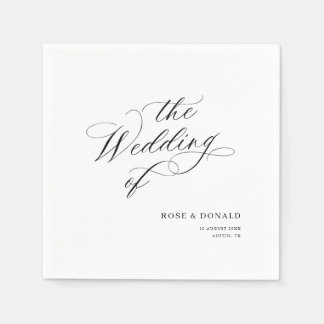 Serviette En Papier Elegant black calligraphy wedding
