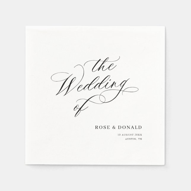Serviette En Papier Elegant black calligraphy wedding (Devant)