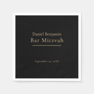 Serviette En Papier Elégant Black Gold Bar Mitzvah