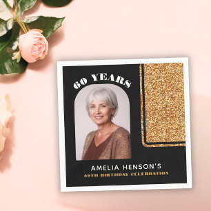 Serviette En Papier Elégant Black Gold Parties scintillant Photo 60e a