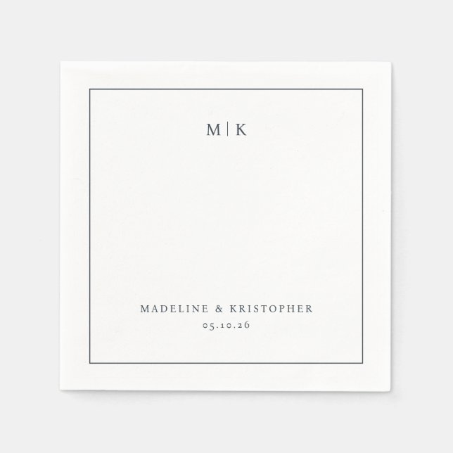 Serviette En Papier Elegant Black Minimalist Typographic (Devant)