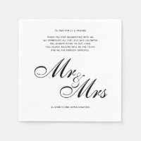 Elegant Black Mr et Mme Mariage Merci Message