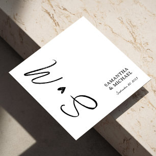 Serviette En Papier Élégant blanc avec Mariage d'initiales personnalis