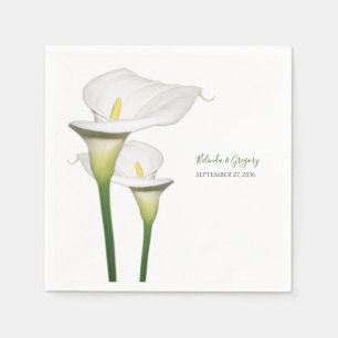 Serviette En Papier Elégant blanc Calla Lilies Mariage