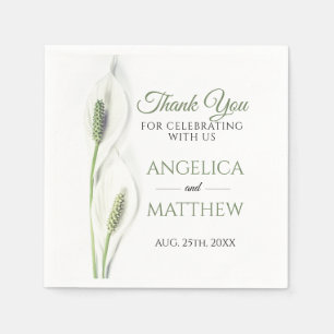 Serviette En Papier Elégant Blanc Calla Lily Fleurs Merci Floral