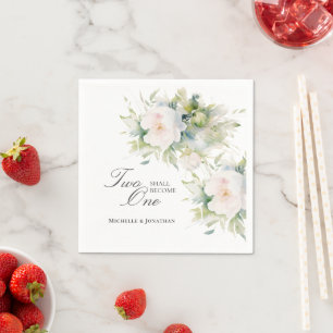Serviette En Papier Élégant Blanc Floral Deux deviennent un Mariage de