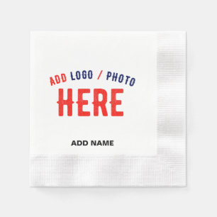 SERVIETTE EN PAPIER ÉLÉGANT BLANC PERSONNALISABLE MODERNE VERIFIED MAR