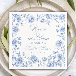 Serviette En Papier Elégant Bleu Chic Toile Chinoiserie Fête des marié