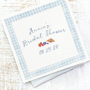 Serviette En Papier Elégant bleu En vichy Fête des mariées de brunch d