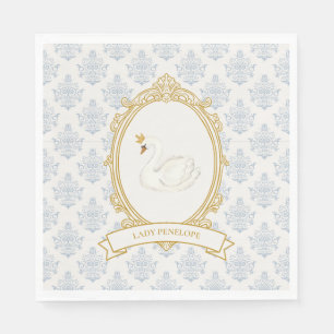 Serviette En Papier Élégant bleu et or Damassé Lavish Bridal Shower