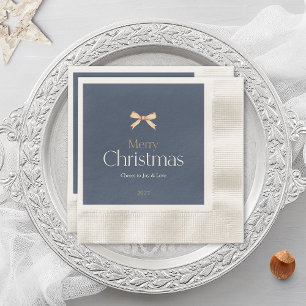 Serviette En Papier Élégant bleu foncé Joyeux Napkin de Noël