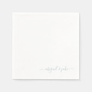 Serviette En Papier Élégant bleu foncé Mariage de caractères couples