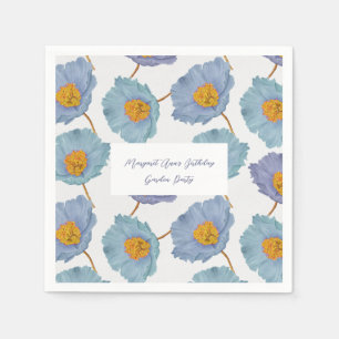 Serviette En Papier Elégant Blue Poppy Anniversaire Garden Party